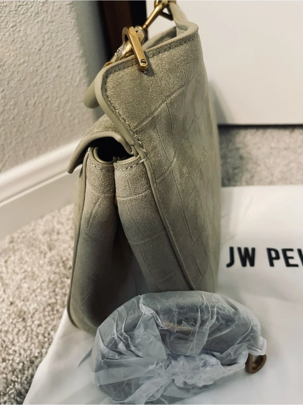 JW PEI Lucia Classic Croc-Embossed Top Handle Bag - Light Olive